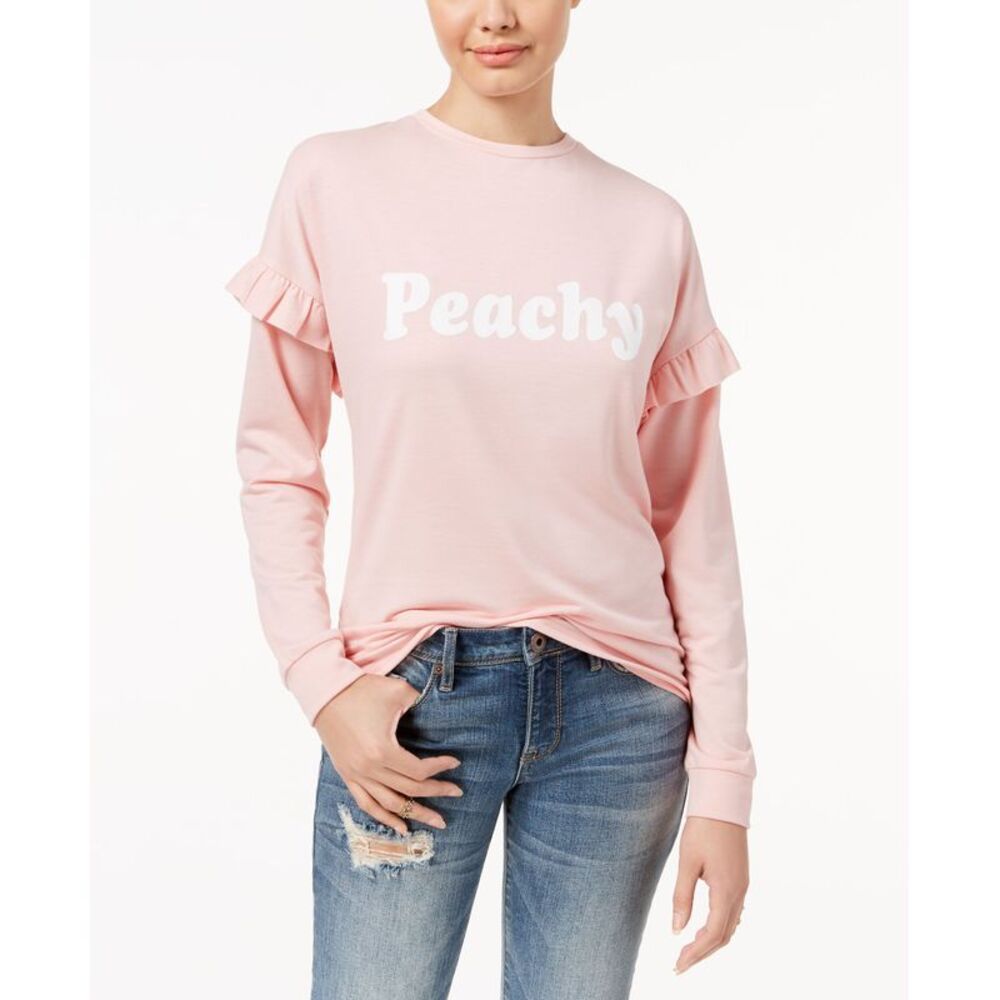 Pretty Rebellious Juniors Peachy Graphic Ruffled Top